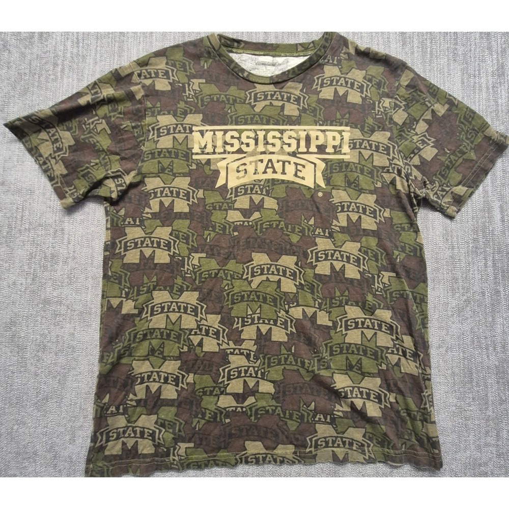 Mississippi State Bulldogs men's camo team‎ logo pattern t-shirt LG Cotton USA